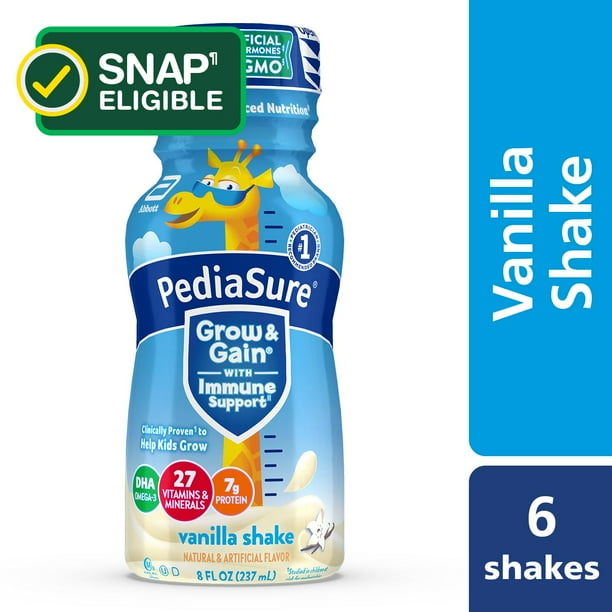 PediaSure Grow & Gain Nutritional Shake, Vanilla, 8 oz Bottle (6 Count