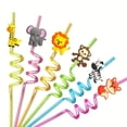 thumbnail image 2 of 8-Pack Reusable Animal Spiral Drinking Straws, Decorative Multi-Color Beverage Accessories for Safari Theme Parties and Event Celebrations Drinking Straws #A3 as show_091, 2 of 8