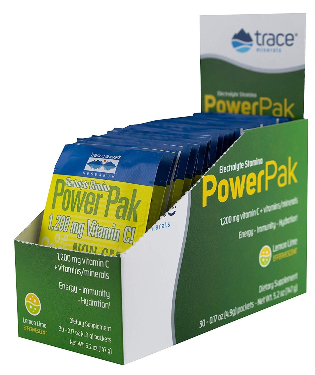 Trace Minerals Electrolyte Stamina Power Pak Lemon Lime, 1200mg Vitamin