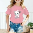 thumbnail image 2 of Toddler Girl Shirts Kids Leisure Graphic Round Neck Short Sleeve Tee Summer Casual Girls' Tops, Tees Pink 8 Years-9 Years, 2 of 5