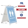 thumbnail image 2 of M&T Displays White Street SignPro Board, Weatherproof A-Frame Sidewalk Curb Sign with 2 24x36 inch Matt Laminated Anti-Glare RESTROOMS Sticker Signs, Folding Portable Double Sided, 2 of 8