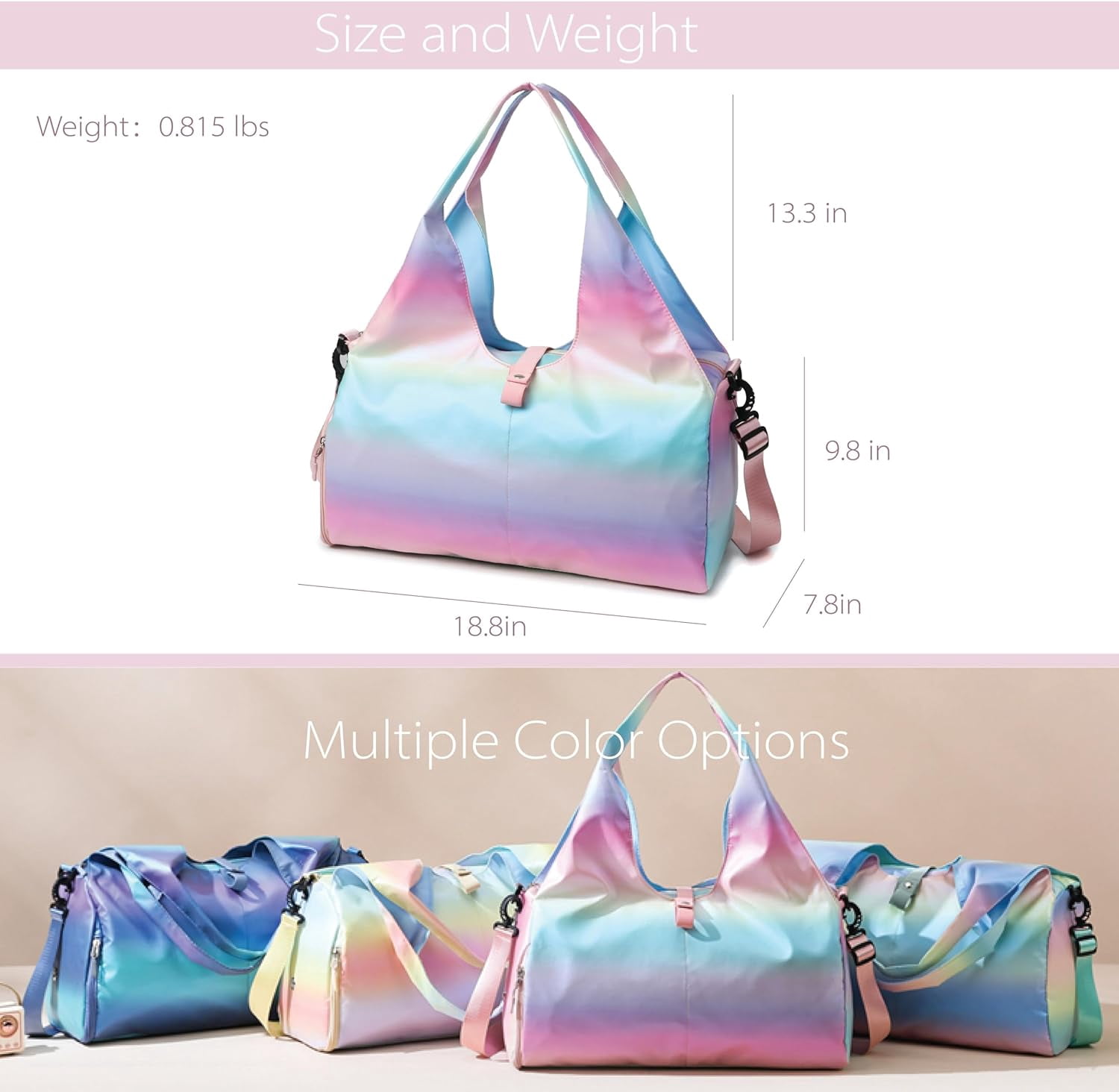 Women's Gym Bag, Kids Duffel Bag with Shoe Compartment, Waterproof Sports Tote - Great for Yoga, Exercise and Travel