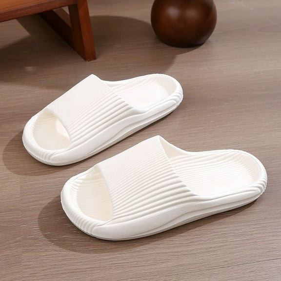 Nvzi -b Slippers for Women and Men Non Slip Quick Drying Shower Slides Bathroom Sandals ，Ultra Cushion ，Thick Sole（Size：42-43，White）