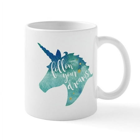 CafePress - Follow Your Dreams Unicorn Mugs - 11 oz Ceramic Mug - Novelty Coffee Tea Cup