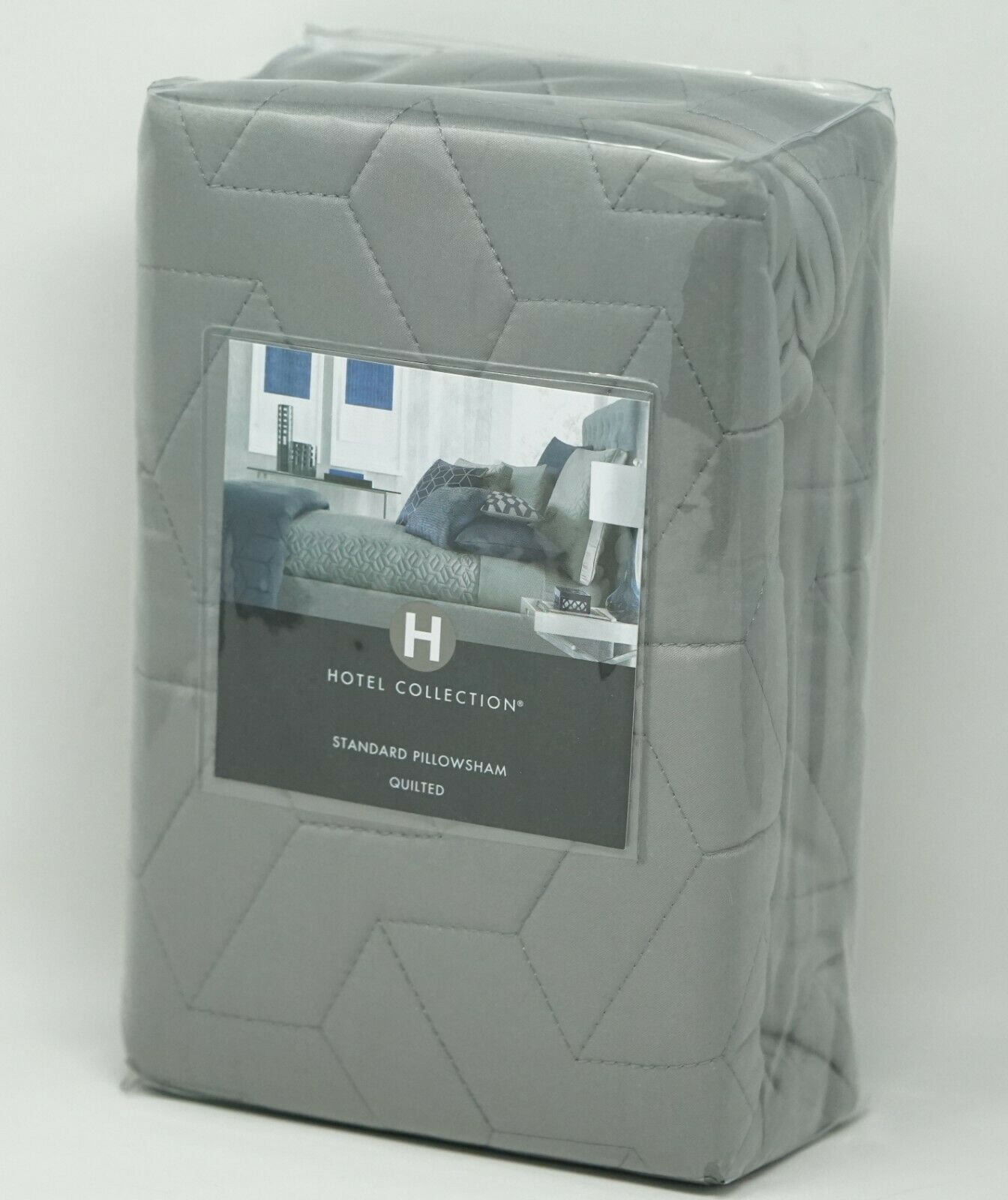 Hotel Collection Cubist Geometric Cotton Blend Quilted Pillow Sham STANDARD Gray