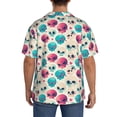 thumbnail image 3 of Pofeuu heart Skull cute Print Mens Casual Short Sleeve Shirts Beach Summer Spread Collar Pocket Tops Men's Casual Short-sleeved Shirt-X-Large, 3 of 5