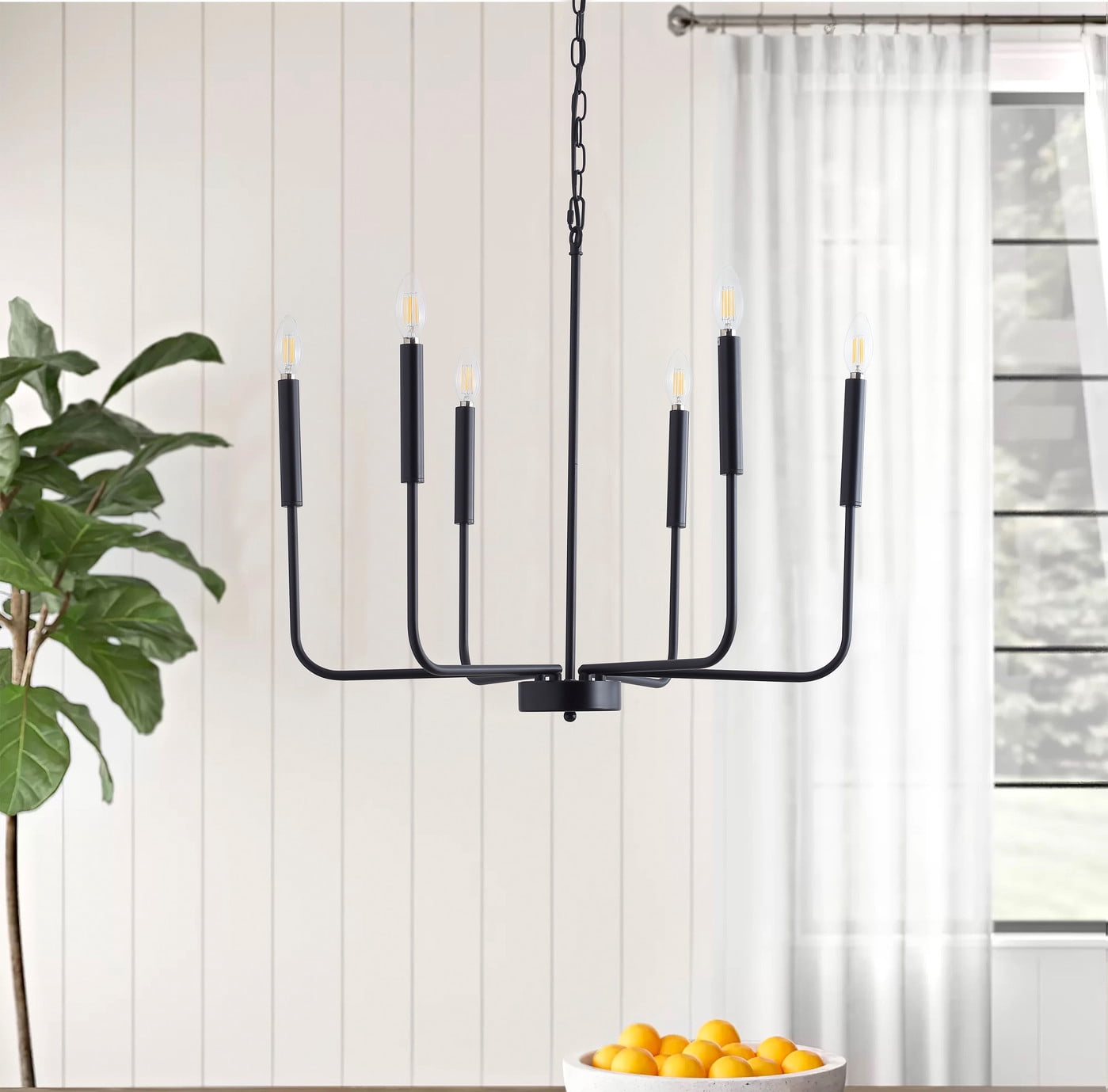 Aiwen Modern Candle Like Wagon Wheel Pendant Light Industrial Hanging Lamp Fixture Black