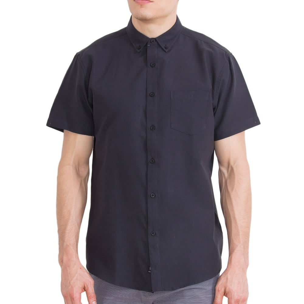 Visive - Visive Mens Short Sleeve Casual Solid Oxford Collared Button ...