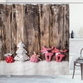 thumbnail image 1 of Ambesonne Winter Shower Curtain, Traditional Xmas, 69"Wx84"L, Brown White Pink, 1 of 3