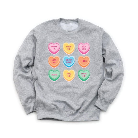 Cute Hearts with Love Notes Unisex Gray Sweatshirt Valentine's Day Love Holiday Sweater