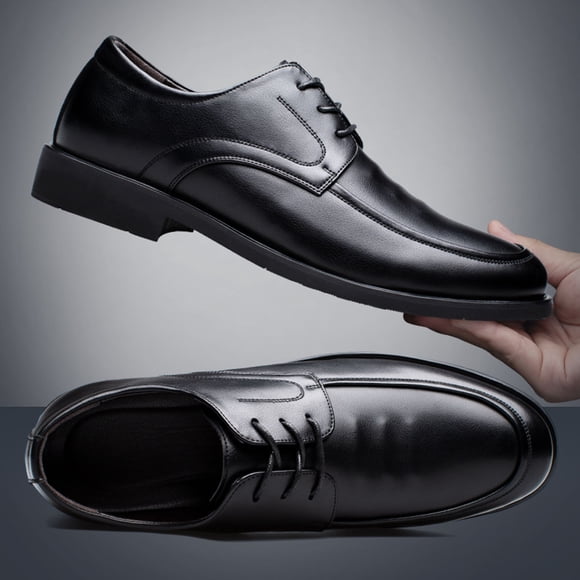 LSLJS Men's Leather Shoes, Men's And Winter Solid Color Breathable Casual Dress Shoes Men's Business Leather Shoes