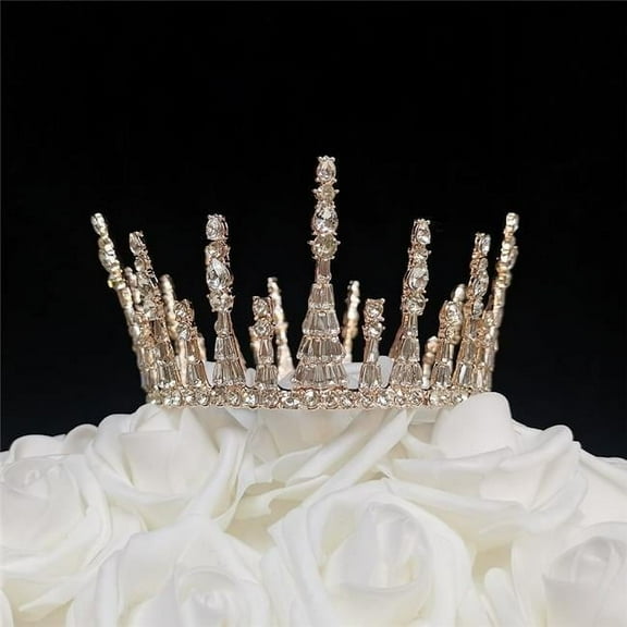 Tian Sweet 34035-RG 5.3 oz Wedding Crown Cake Topper - Rose Gold