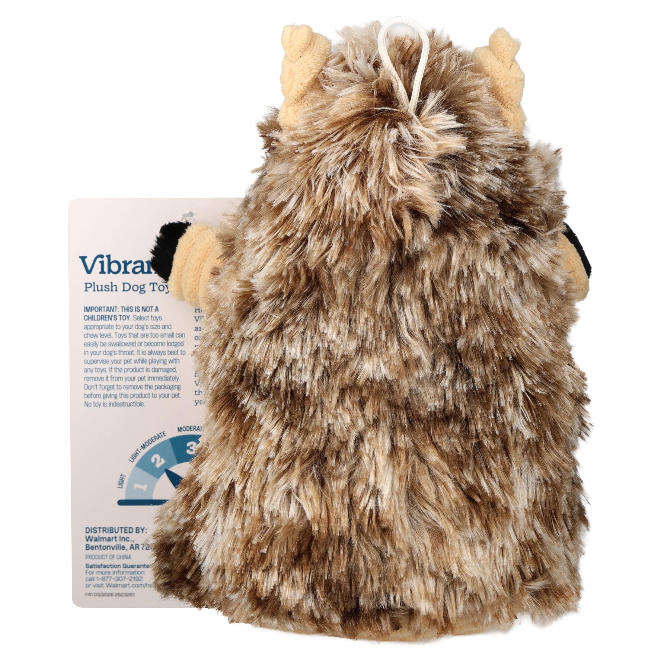 (3 pack) Vibrant Life Brown Hedgehog Plush Dog Toy with Squeaker, Chew Level 2