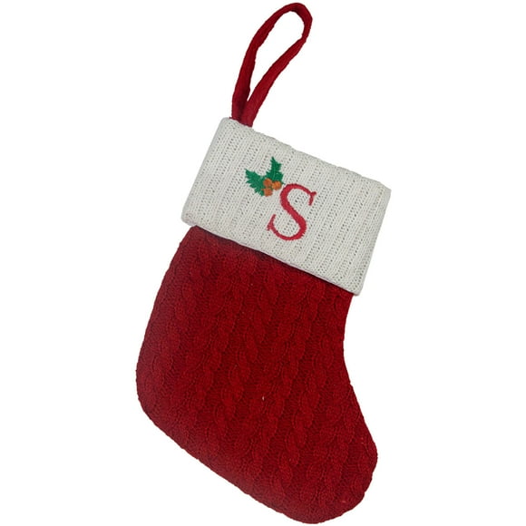 Seebayas Christmas Stockings, Cute Striped 26 Letter Christmas Stocking, Xmas Stocking for Kids, Holiday and Family Stocking for Fireplace Or Party Decoration Red-White Letter