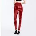 thumbnail image 4 of GJSYRH High Waisted Leather Leggings for Women Shiny Latex Pants Sexy Punk Black PU Tight Trousers, 4 of 4
