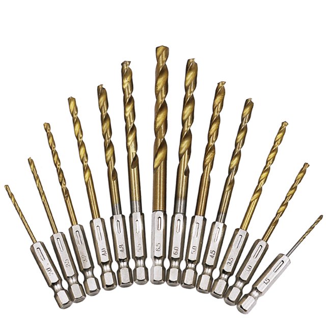 Eigraketly 13 unids/set de brocas helicoidales recubiertas de titanio de acero de alta velocidad, brocas de hierro y de plástico de 1,5mm-6,5mm Artesanía Eigraketly GJ3383-00B