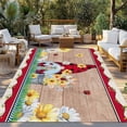thumbnail image 2 of Red Gnomes Outdoor Rug for Patio/Deck/Porch, Non-Slip Large Area Rug 5 x 7 Ft, Spring Daisy Wildflowers Farmhouse Wooden Plank Indoor Outdoor Rugs Washable Area Rugs, Camping Rug Carpet Runner, 2 of 8