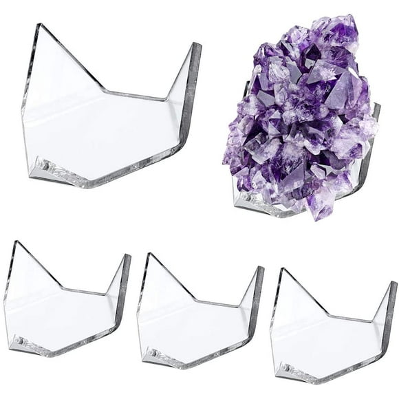 shiyou-5PCS Rock Display Stand Acrylic Display Easel Stand Clear Triangle Display Holder Plastic Display Stands Acrylic Crystal Rock Holder for Geodes Rock Mineral Agate Fossil Coral, 2.36 x 1.8 x 1'
