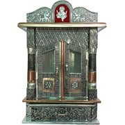 Brilliant Home Designs Aluminium & Copper Oxidized Home Temple Mandir/Ghar Mandir/Pooja Mandir Size- L-10 inches B-6 inches Door