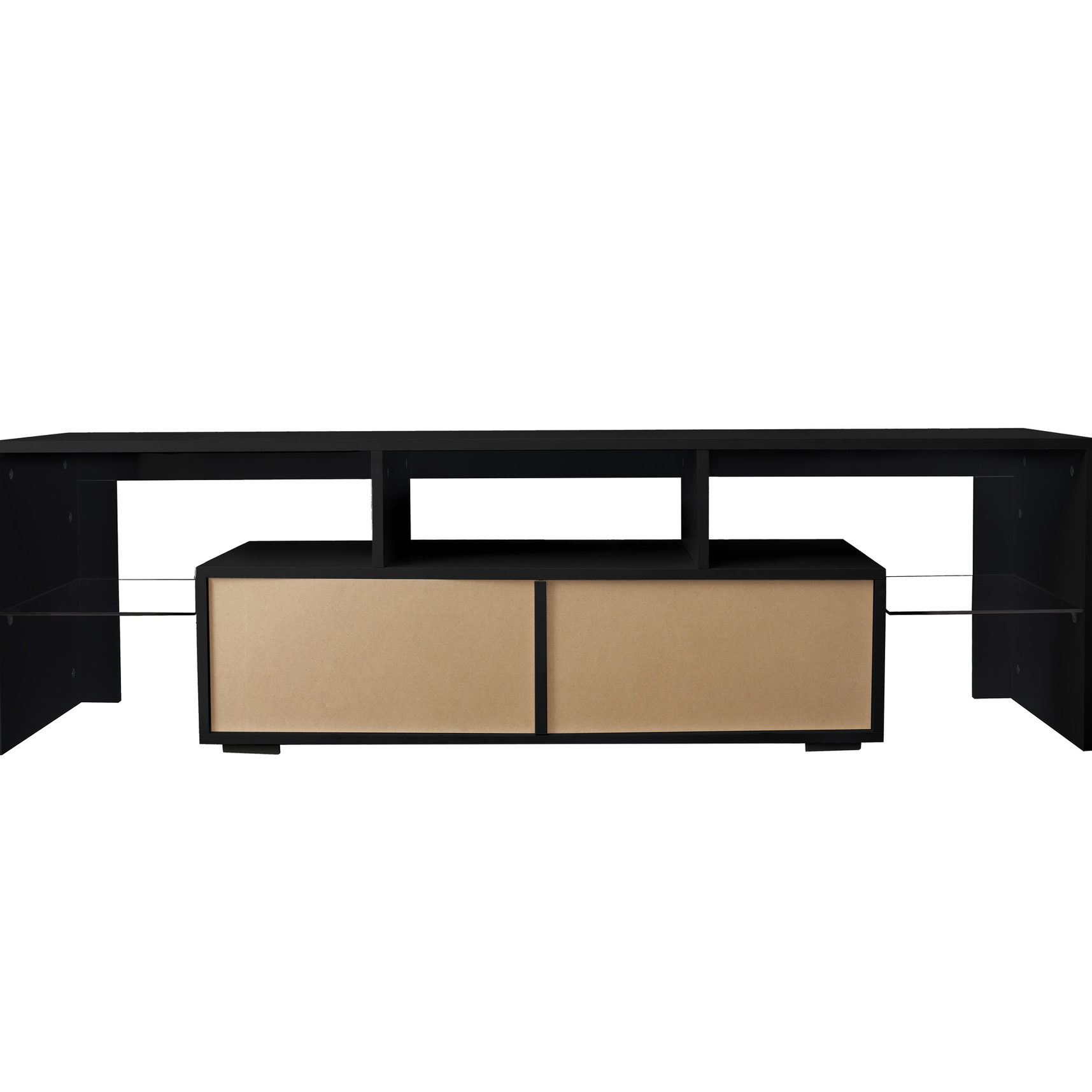 20 - Color LED, Black MDF TV Stand with 66.15lbs Load - Bearing / Remote Lights, Fits 60 - 69" Flat - Screen TVs