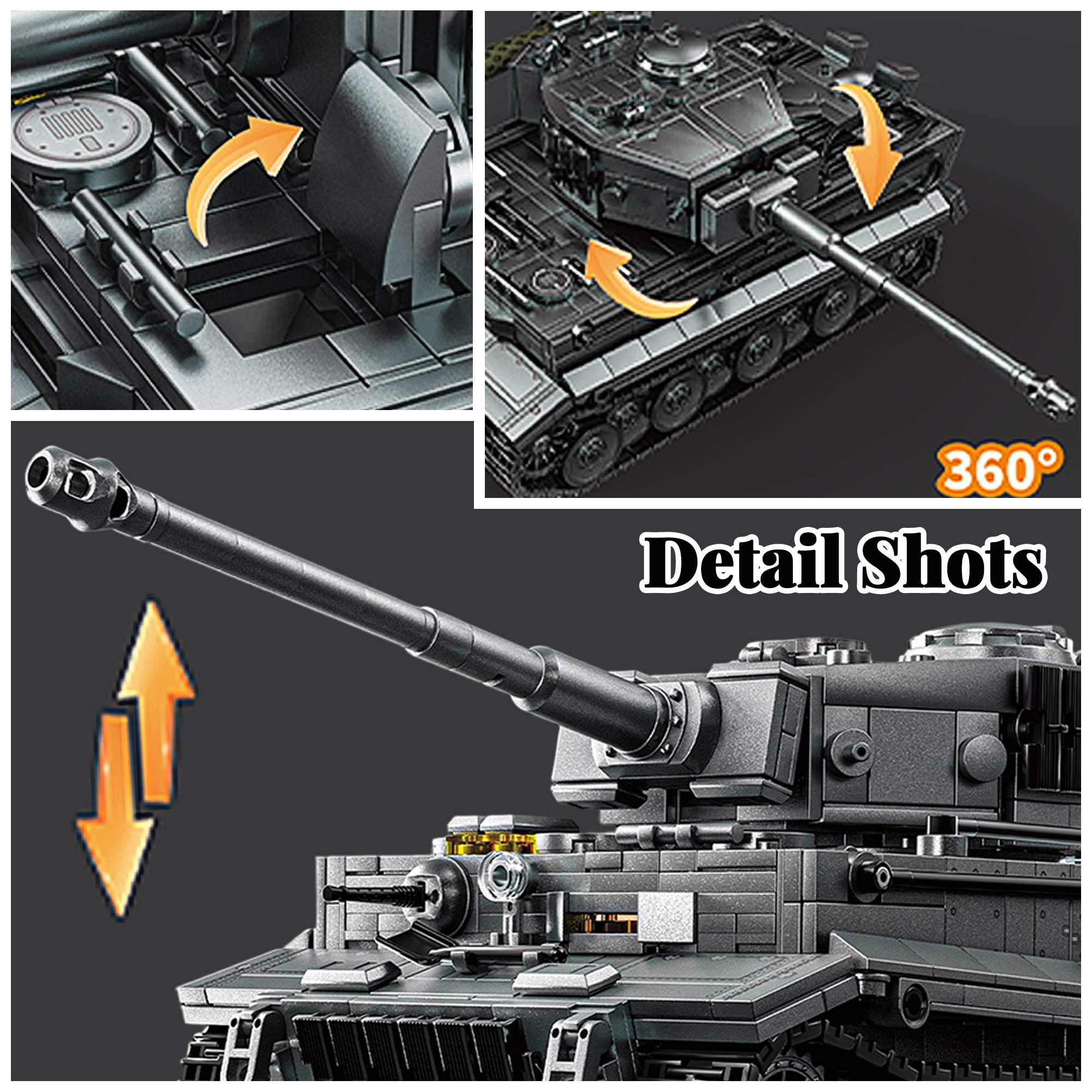 GZBrick Tiger Heavy Tank Building Sets WW2 Military Toy for Adults Boy Compatible with Lego 1668PCS