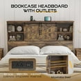 thumbnail image 4 of VanAcc Queen Size Wooden Platform Storage Bed Frame with 51.2" Wood Bookcase Headboard(Rustic Brown), 4 of 7