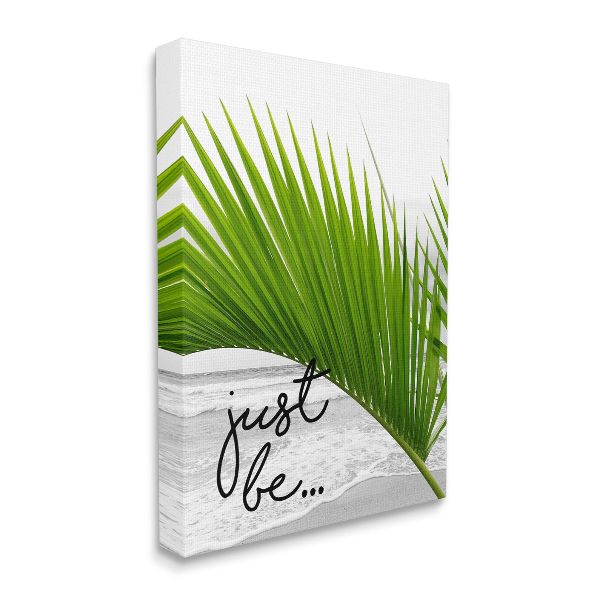 Stupell Industries Just Be Soothing Green Palm Seaside Ocean Shore Graphic Art Gallery Wrapped Canvas Print Wall Art, Design by J. Weiss