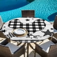 thumbnail image 6 of Chicken Hen Round Tablecloth, Fitted Table Cover with Elastic for 36"-44" Round Tables, Rooster Animals Farmhouse Plaid Country White Wooden Table Cloth Outdoor Dinning Party Waterproof Tablecloths, 6 of 7