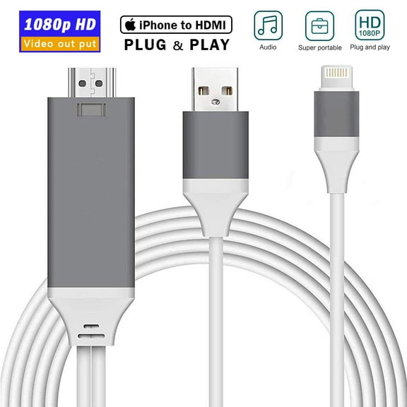 Compatible with iPhone iPad to HDMI Adapter Cable,Digital AV Adapter, 6.6ft Cord 1080P HDTV Connector Compatible with iPhone 11 Pro Xs Max XR 8 7 6 Plus iPad iPod to TV Projector Monitor