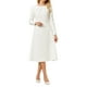 thumbnail image 2 of Vestido midi A-line de manga larga con cuello plisado para mujer INSPIRE CHIC XL blanco, 2 of 5