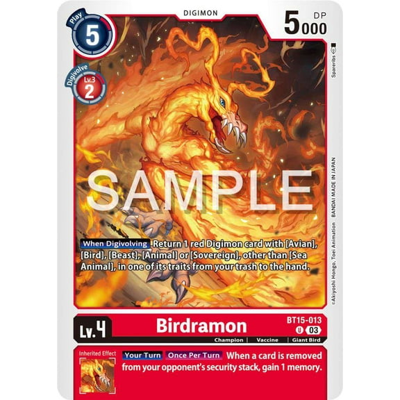 Digimon Exceed Apocalypse Uncommon Birdramon BT15-013