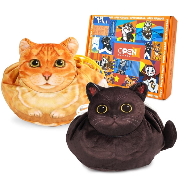 Bolsa de maquillaje Openhahaha Cat negro/naranja, paquete de 2 unidades para mujer