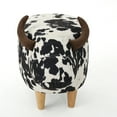 thumbnail image 2 of Massy Cow Kids Ottoman 25 Inches, Black, White Velvet, Light Brown Horn, 2 of 5