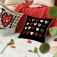 thumbnail image 5 of Valentine''s Day Black Decorative Throw Pillow Covers 18 x 18 Set of 4, Red Love Hearts Grey Stripes Polka Dots Cushion Case Decor, Anniversary Wedding Holiday Farmhouse Home Decoration for Sofa, 5 of 6