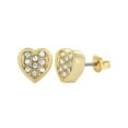 thumbnail image 2 of West Coast Jewelry Women's Micro Pave Crystal Heart Shaped Gold Tone Stud Earrings, 2 of 3