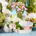 thumbnail image 4 of FeiFu Rattan Decorative Flower Basket,Handwoven Tabletop Organizer for Wedding Centerpieces, Home Décor Accents, Party Favors with Detachable Fabric Liner Pink, 4 of 5