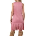 thumbnail image 3 of INSPIRE CHIC Fringe Vest for Women Faux Suede Sleeveless Cowgirl V Neck Button Down Western Long Cardigan Jacket S Pink, 3 of 6