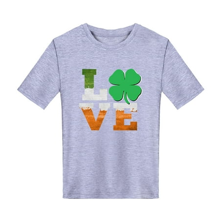 

TOWED22 Short Sleeve Shirts For Toddler Kids Toddler Baby Girls Boys Spring Summer St.Patric.k s Day Print Cotton Toddler Tshirt Grey