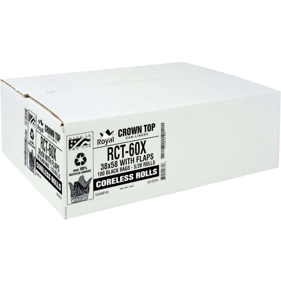 Aluf Plastics 60 Gal. 1.2 Mil. Black Low Density Can Liner (100-Count) RL-3858XH