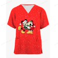 thumbnail image 1 of Women's Nurse Uniform Short-sleeved V-neck Work Clothes Women's Disney Mickey Mouse Printed Christmas Medical Care ClothesM Gao Jinjia LED, 1 of 2