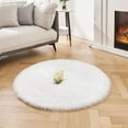 thumbnail image 2 of Ghouse Round White Area Rug 5 feet, Thick and Fluffy Faux Sheepskin Machine Washable Circle Plush Carpet, Faux Sheepskin Rug for Living Room, Bedroom, Kids Room, 2 of 5