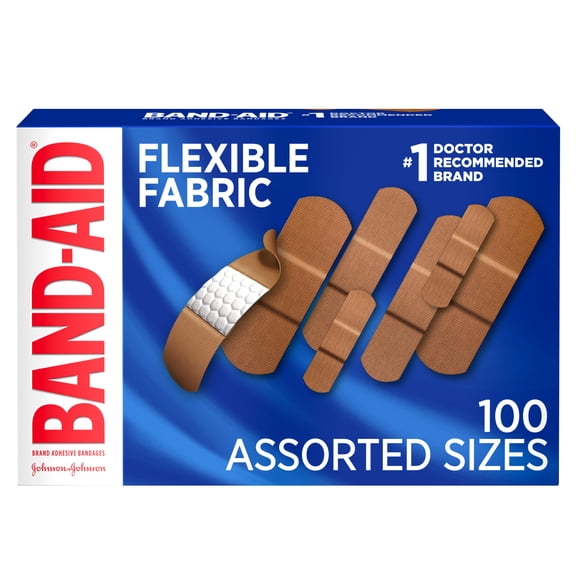 (2 Pack) Band-Aid Brand Flexible Fabric Adhesive Bandages, Assorted Sizes, 100 ct