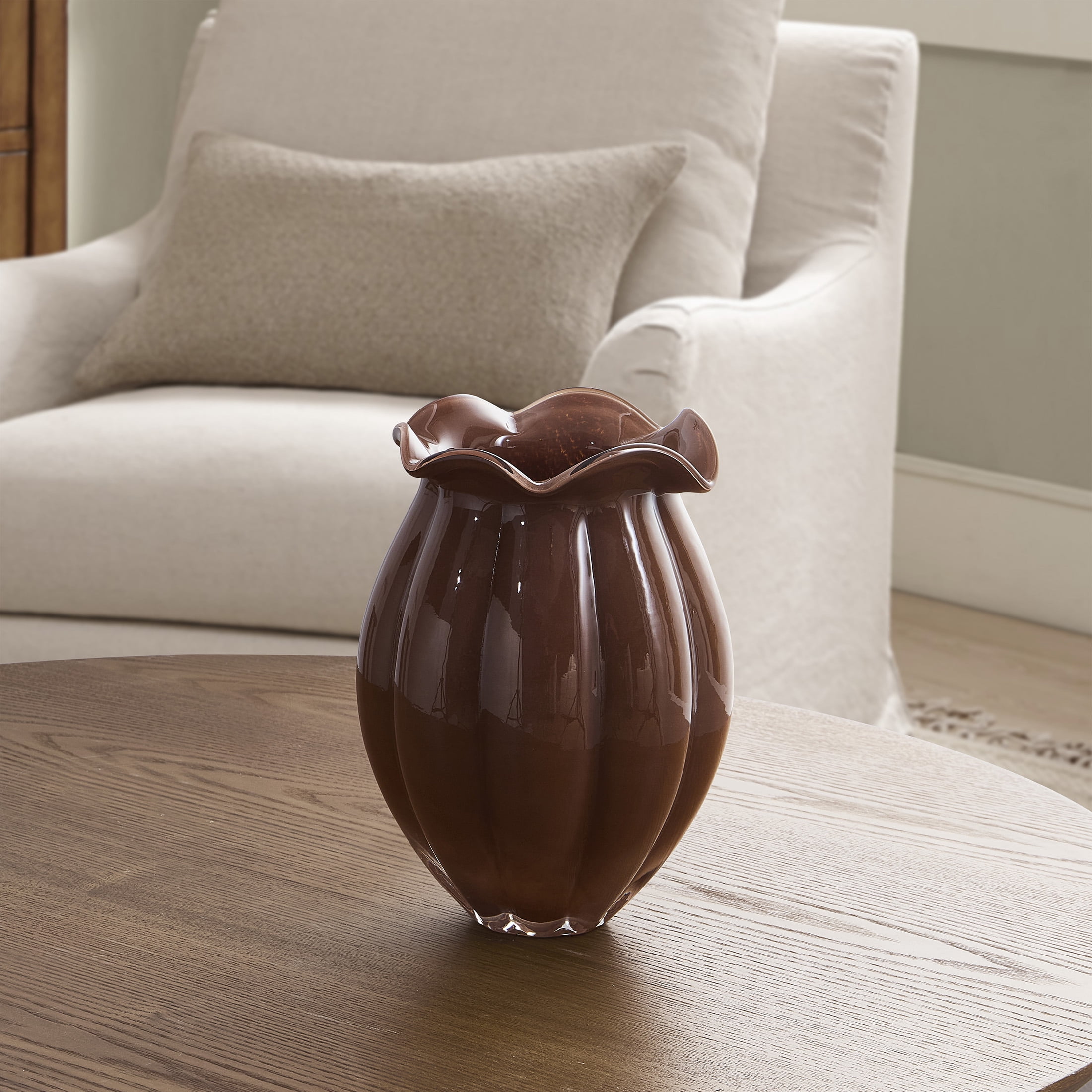 Home Decor Collection 9" Brown Milky Glass Vase