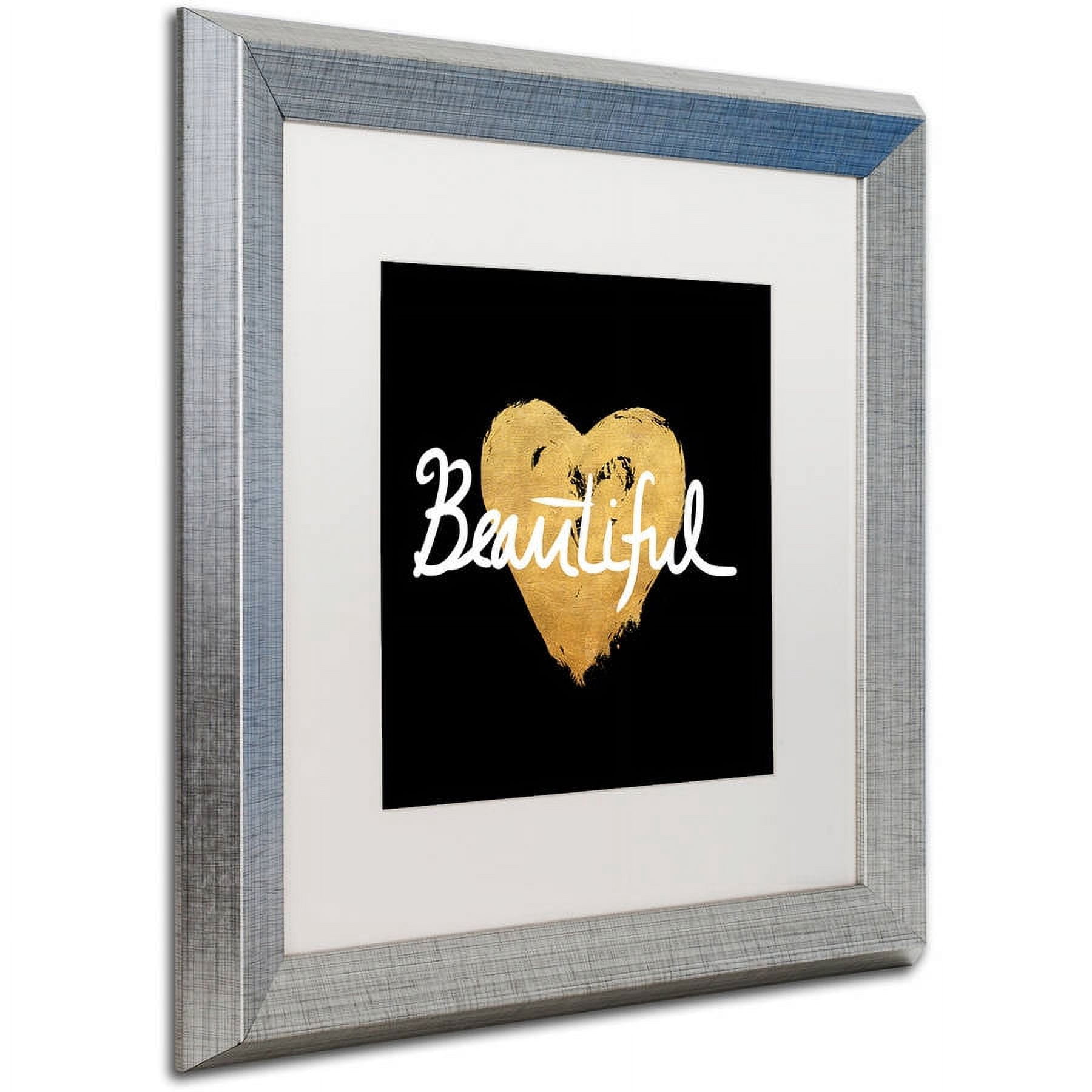 Trademark Fine Art "Beautiful On Black" Canvas Art by Lisa Powell Braun, White Matte, Silver Frame
