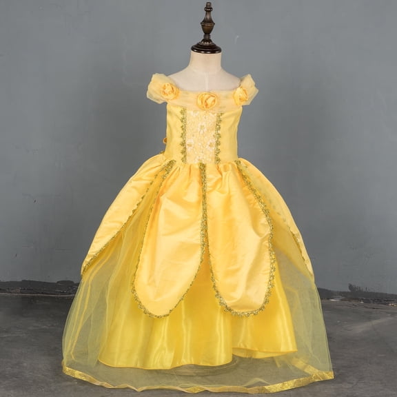 AoDai Princess Dress Up Belle Costume for Girls Birthday Cosplay Party with Accessories