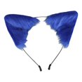 thumbnail image 3 of Diadema con orejas para fiesta, hecha a mano, con pelo sintético, ideal para disfraz de carnaval. Azul, 3 of 9