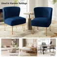 thumbnail image 4 of Velvet Armless Accent Chair Gold Metal Legs Modern Upholstered Single Sofa Side Chair Home Living Room Navy, 4 of 7