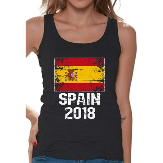 Awkward Styles Spain 2018 Tank Top for Women Spanish Flag Gifts Spain Soccer Top