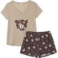 thumbnail image 1 of MyFav Women's Cute Cartoon Print Tee and Shorts Pajama Set,L, 1 of 5