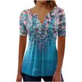 thumbnail image 1 of Pompotops T-shirt Mode Décontracté Imprimé Col Rond Manches Courtes Ample Blouse Chandail, 1 of 6